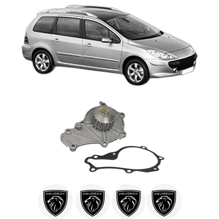 Pompa apa PEUGEOT 307 SW (3H) 1.6 HDI 110 din 2003-2007 KW 80 CP 109 CMC 1560, Auto, HEPU, 4x Stikere auto cu PEUGEOT