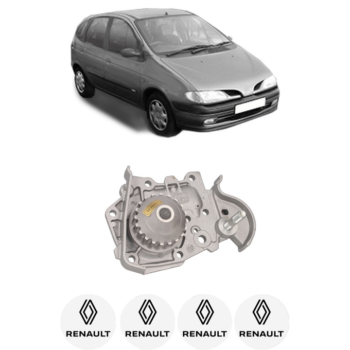 Pompa apa RENAULT MEGANE Scénic (JA0/1_) 1.6 e (JA0F) din 1996-1999 KW 66 CP 90 CMC 1598, Auto, HEPU, 4x Stikere auto cu RENAULT