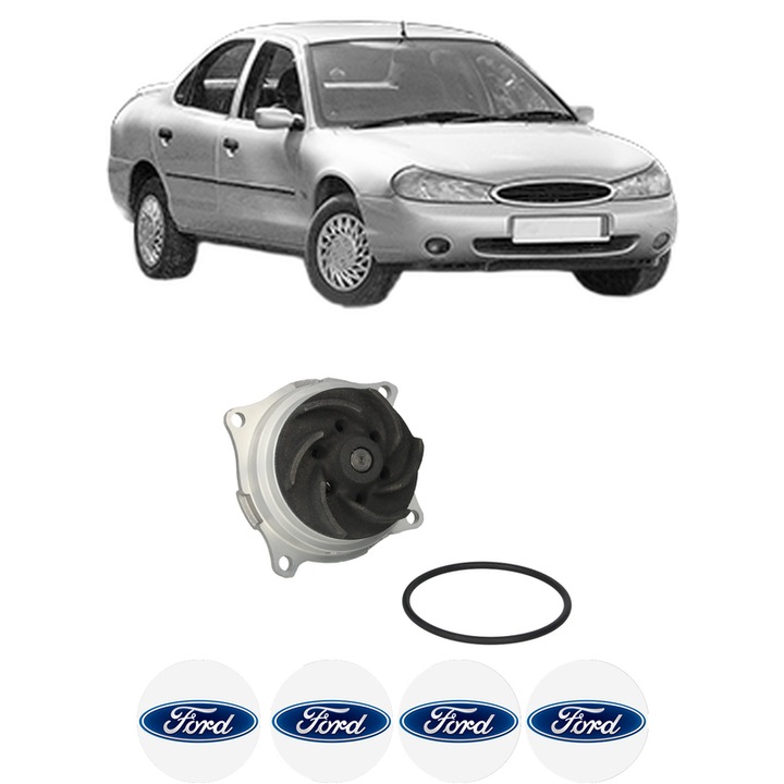 Pompa apa FORD MONDEO II Saloon (BFP) 1.6 i 16V din 1998-2000 KW 70 CP 95 CMC 1597, Auto, HEPU, 4x Stikere auto cu FORD