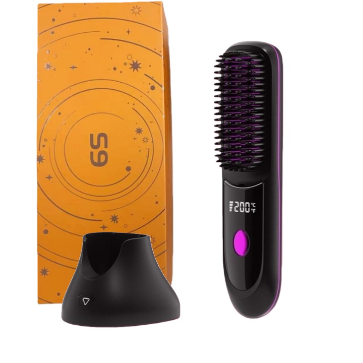 Placa de indreptat parul Lime Fofen S9, incarcare dubla, trei setari de temperatura, neagra, potrivita ca si cadou de Craciun, instrument portabil de calatorie, pentru un par rapid si neted