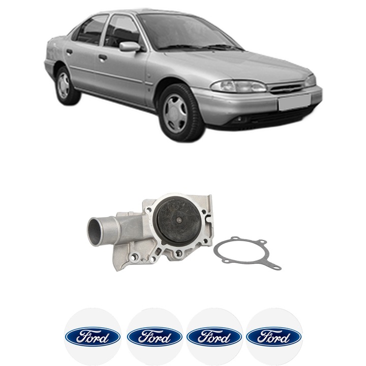 Pompa apa FORD MONDEO I Saloon (GBP) 1.6 i 16V din 1994-1996 KW 65 CP 88 CMC 1597, Auto, HEPU, 4x Stikere auto cu FORD