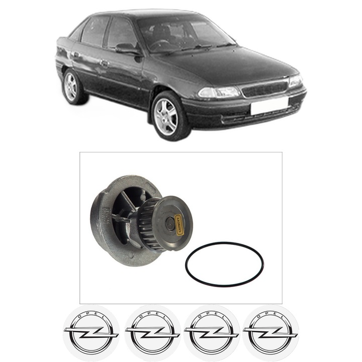Pompa apa OPEL ASTRA F CLASSIC Saloon (T92) 1.6 i 16V (F19, M19) din 1998-2002 KW 74 CP 101 CMC 1598, Auto, HEPU, 4x Stikere auto cu OPEL