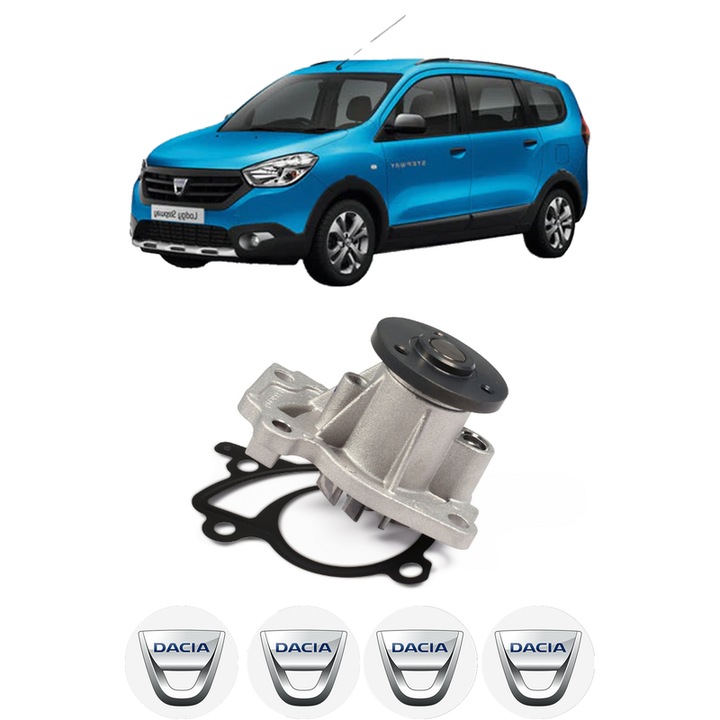 Pompa apa DACIA LODGY (JS_) 1.6 SCe 100 (JSAV) din 2015 KW 75 CP 102 CMC 1598, Auto, HEPU, 4x Stikere auto cu DACIA