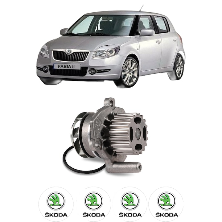 Pompa apa SKODA FABIA II (542) 1.6 TDI din 2010-2014 KW 66 CP 90 CMC 1598, Auto, HEPU, 4x Stikere auto cu SKODA