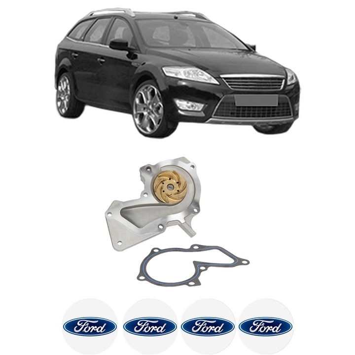 Pompa apa FORD MONDEO IV (BA7) 1.6 Ti din 2010-2015 KW 88 CP 120 CMC 1596, Auto, HEPU, 4x Stikere auto cu FORD