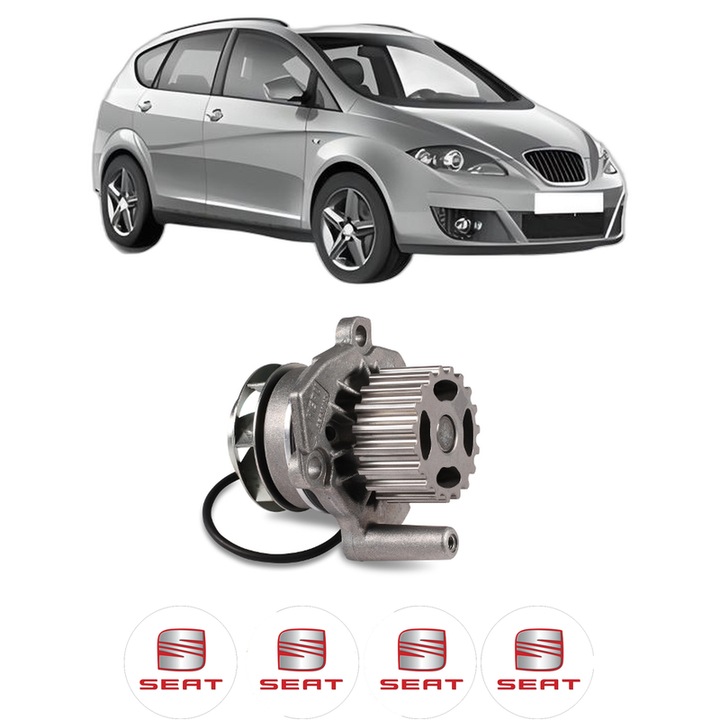 Pompa apa SEAT ALTEA XL (5P5, 5P8) 1.6 TDI din 2010-2015 KW 66 CP 90 CMC 1598, Auto, HEPU, 4x Stikere auto cu SEAT