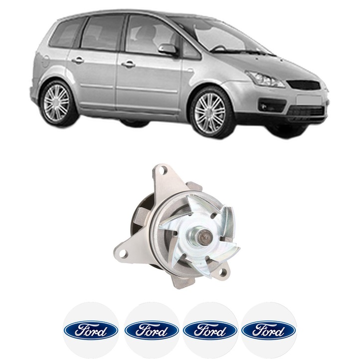 Pompa apa FORD FOCUS C-MAX (DM2) 1.8 din 2003-2007 KW 88 CP 120 CMC 1798, Auto, HEPU, 4x Stikere auto cu FORD