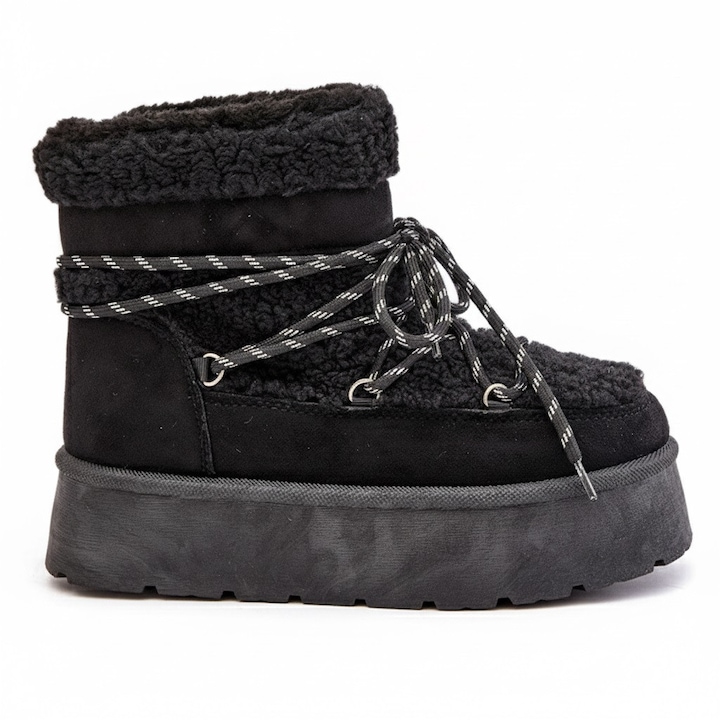 de zapada, Permani, negru, piele ecologica, platforma, Negru