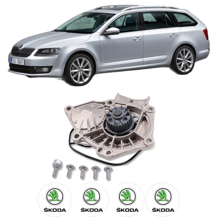 Pompa apa SKODA OCTAVIA III Combi (5E5, 5E6) 1.8 TSI din 2012-2020 KW 132 CP 180 CMC 1798, Auto, HEPU, 4x Stikere auto cu SKODA