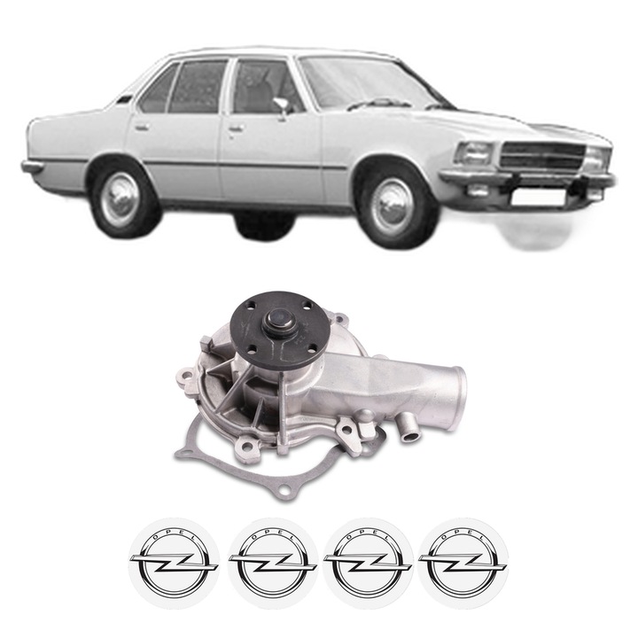 Pompa apa OPEL REKORD D 1.9 S din 1972-1975 KW 71 CP 97 CMC 1897, Auto, HEPU, 4x Stikere auto cu OPEL