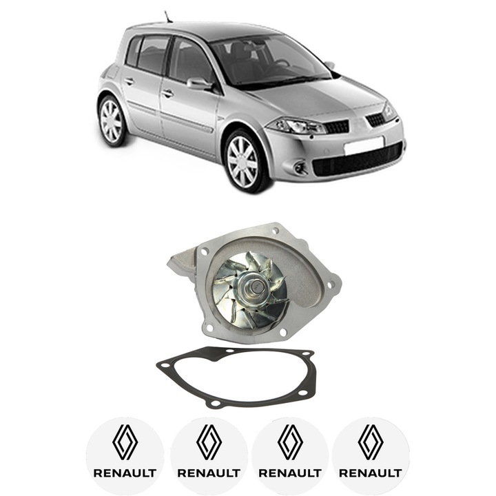 Pompa apa RENAULT MEGANE II (BM0/1_, CM0/1_) 1.9 dCi din 2005-2009 KW 96 CP 131 CMC 1870, Auto, HEPU, 4x Stikere auto cu RENAULT