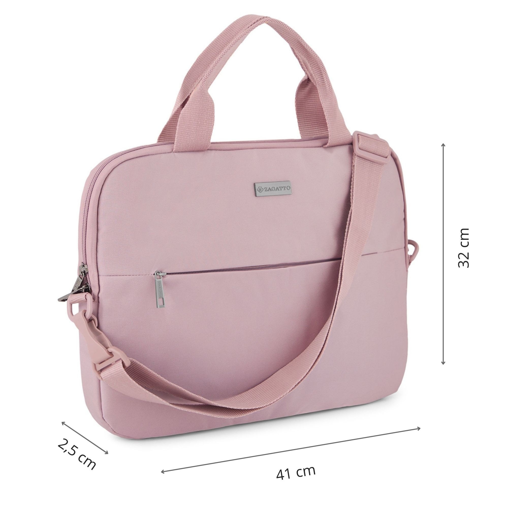 Geantă laptop Zagatto ZG993, impermeabilă, atașabilă la valiză, roz, 41x32x2.5cm