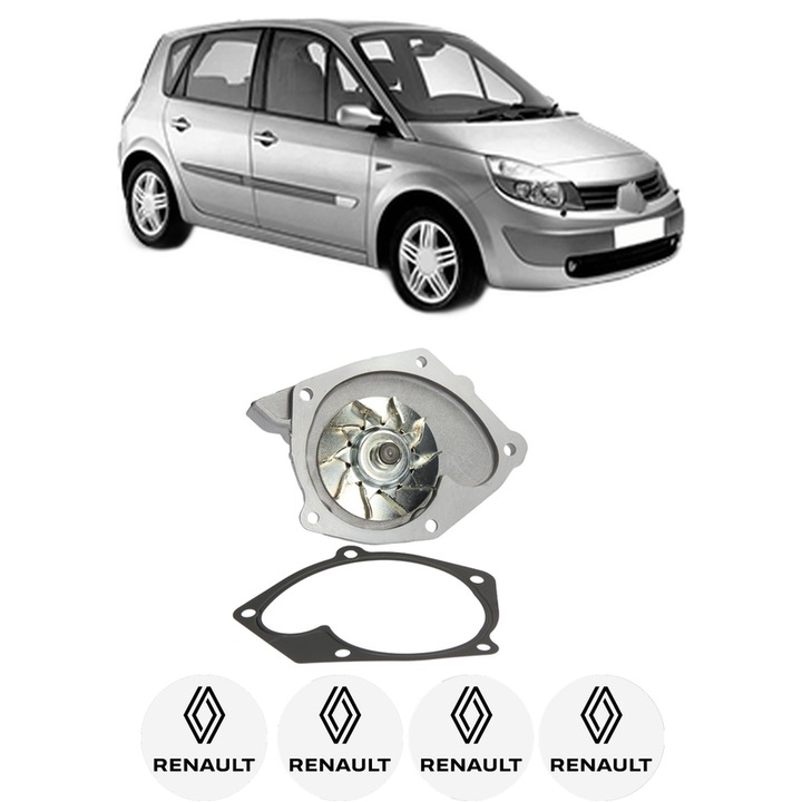 Pompa apa RENAULT SCENIC II (JM0/1_) 1.9 dCi (JM0G, JM12, JM1G, JM2C) din 2003-2006 KW 88 CP 120 CMC 1870, Auto, HEPU, 4x Stikere auto cu RENAULT