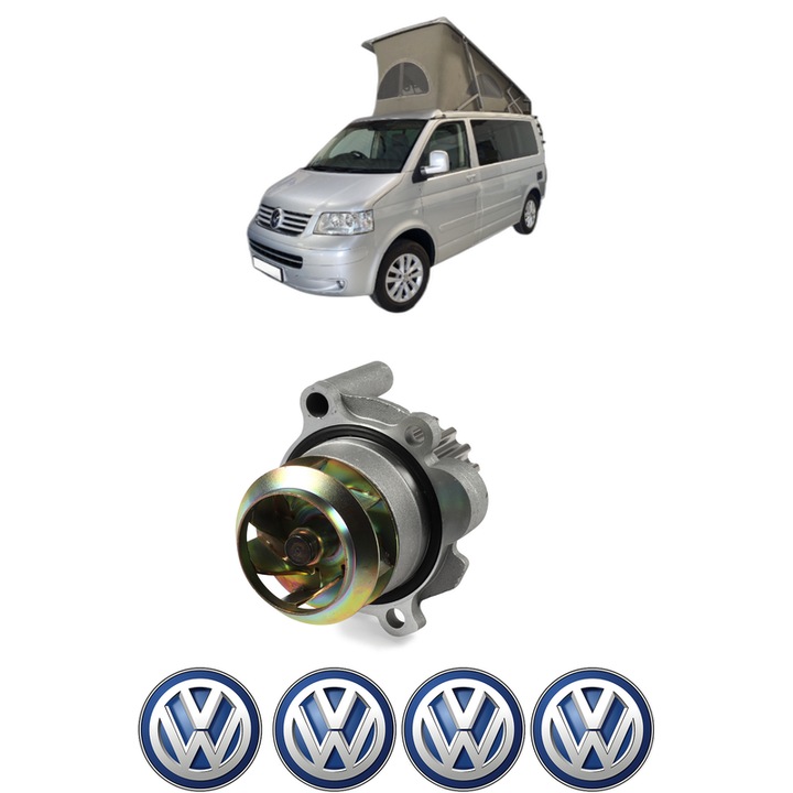 Pompa apa Volkswagen CALIFORNIA T5 Camper (7EC, 7EF, 7EG, 7HF, 7HC) 1.9 TDI din 2007-2009 KW 75 CP 102 CMC 1896, Auto, HEPU, 4x Stikere auto cu Volkswagen