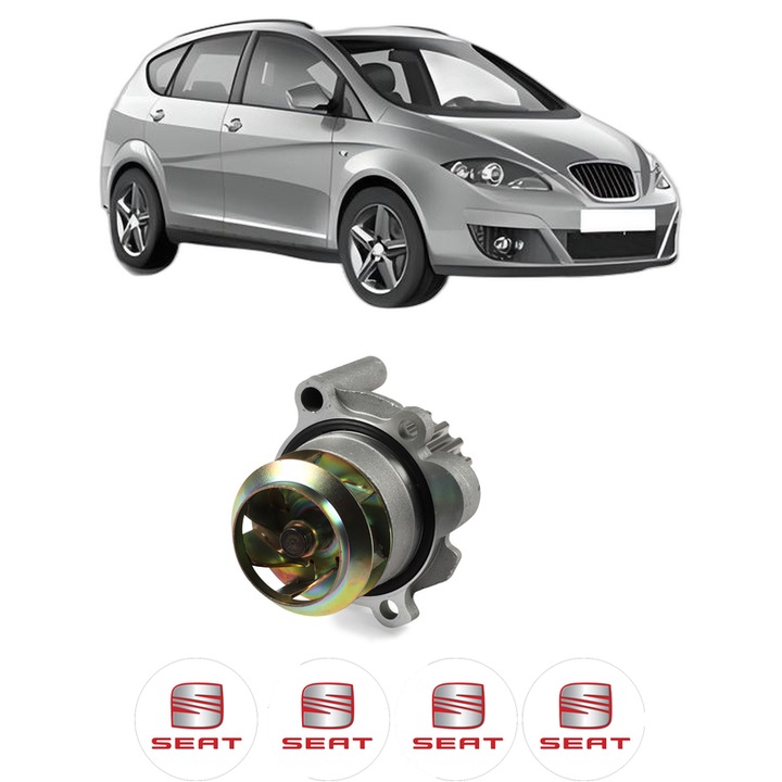Pompa apa SEAT ALTEA XL (5P5, 5P8) 1.9 TDI din 2006-2010 KW 77 CP 105 CMC 1896, Auto, HEPU, 4x Stikere auto cu SEAT