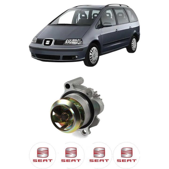 Pompa apa SEAT ALHAMBRA VAN (7V8, 7V9) 1.9 TDI din 2002-2008 KW 96 CP 131 CMC 1896, Auto, HEPU, 4x Stikere auto cu SEAT