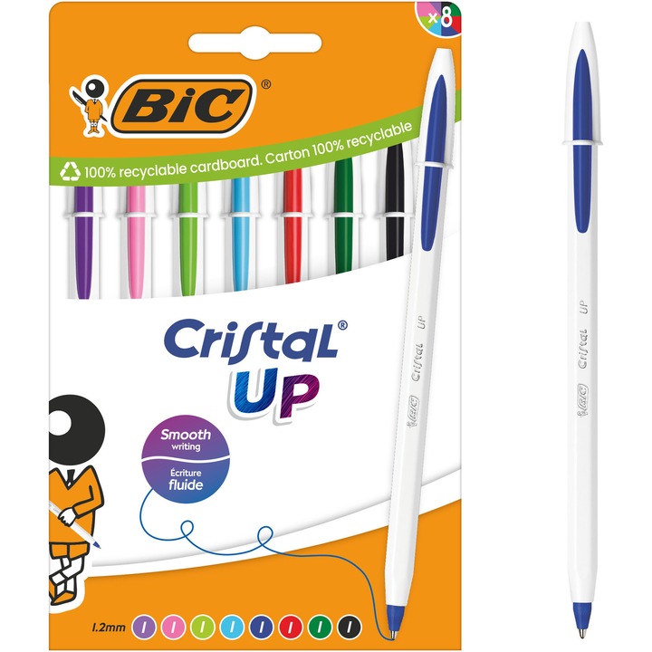 Химикалки BIC Cristal UP АСОРТИ, 8 броя