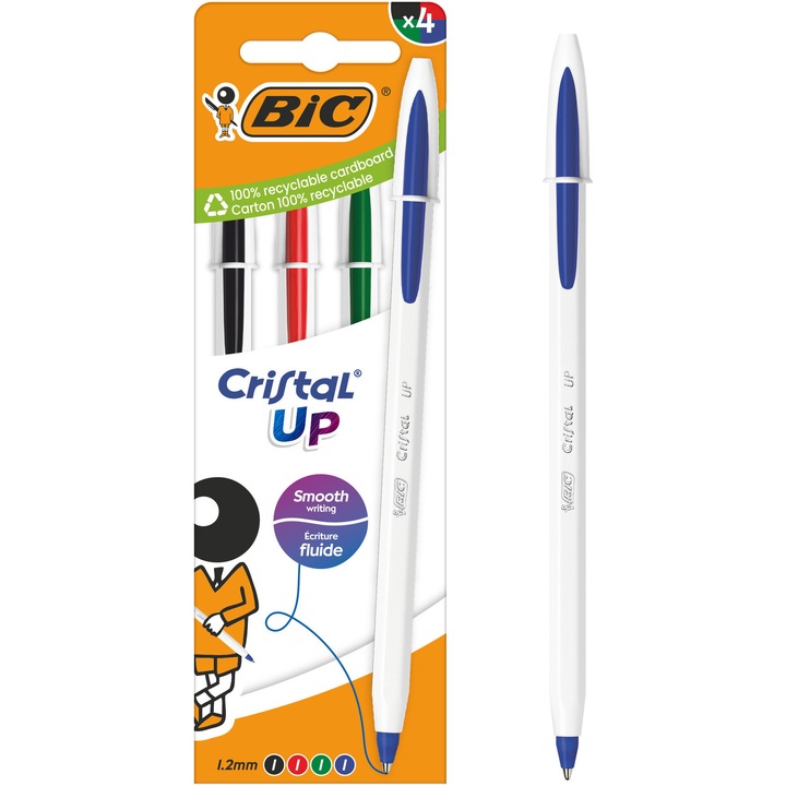 Химикалка BIC CRISTAL UP, Асорти, 4 броя
