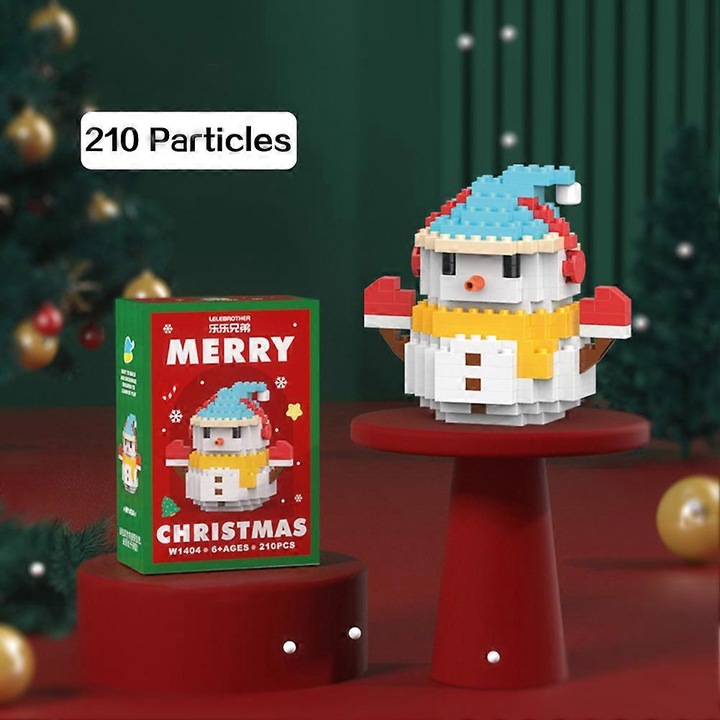 Set blocuri de constructie, design de Craciun, om de zapada, multicolor, 210 piese