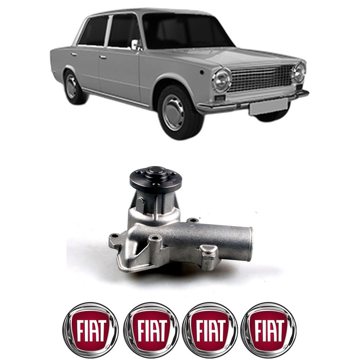 Pompa apa FIAT 124 (124_) 1500 Special T din 1971-1975 KW 59 CP 80 CMC 1438, Auto, HEPU, 4x Stikere auto cu FIAT