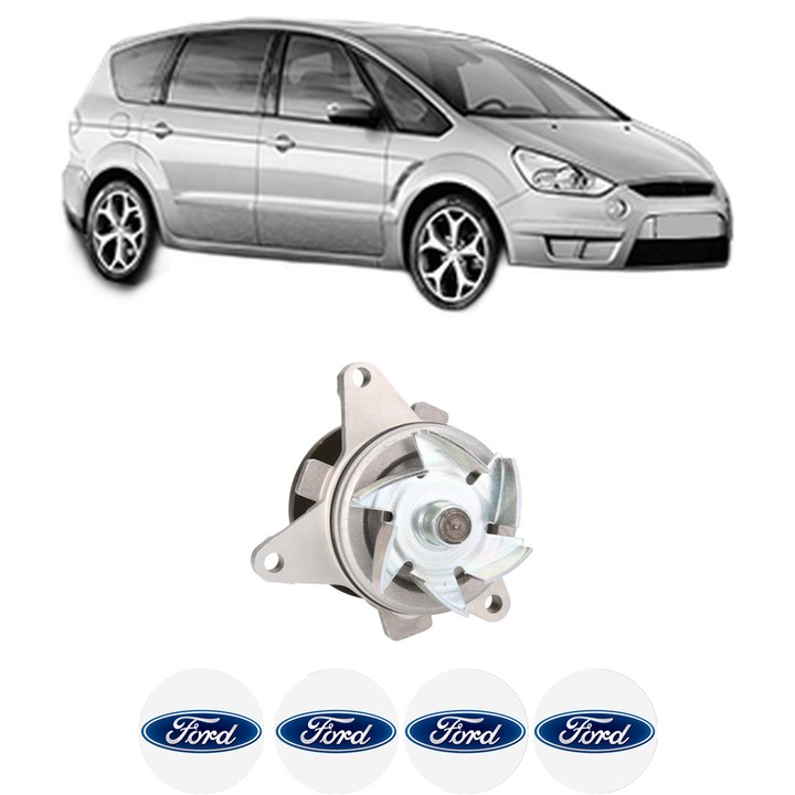 Pompa apa FORD S-MAX (WA6) 2.0 EcoBoost din 2010-2014 KW 176 CP 240 CMC 1999, Auto, HEPU, 4x Stikere auto cu FORD