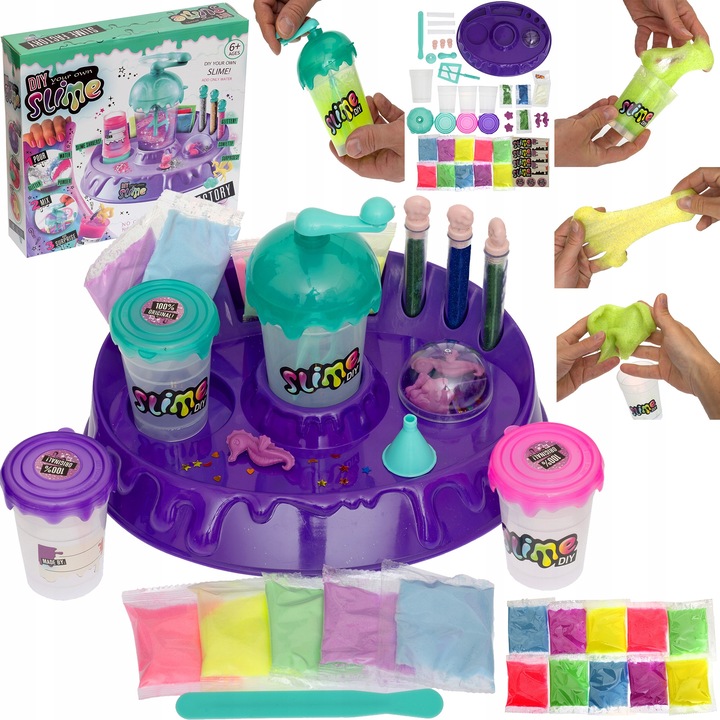 Set creativ pentru realizarea slime-ului, Bajkowy Kuferek, 30 de elemente, multicolor, pentru copii 3+