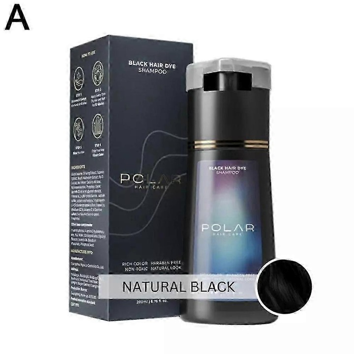 Sampon colorant pentru par, Polar Hair Care, negru, 200ml