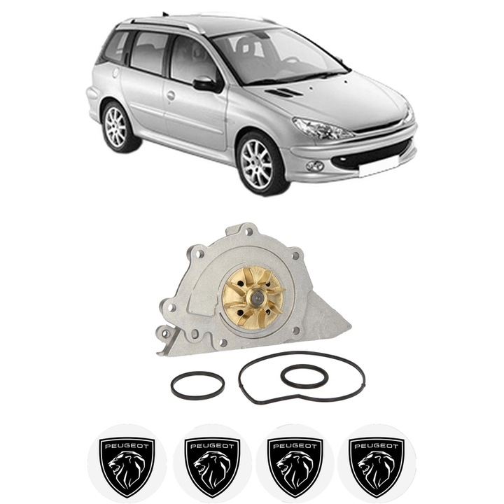 Pompa apa PEUGEOT 206 SW (2E/K) 2.0 16V din 2002-2007 KW 100 CP 136 CMC 1997, Auto, HEPU, 4x Stikere auto cu PEUGEOT