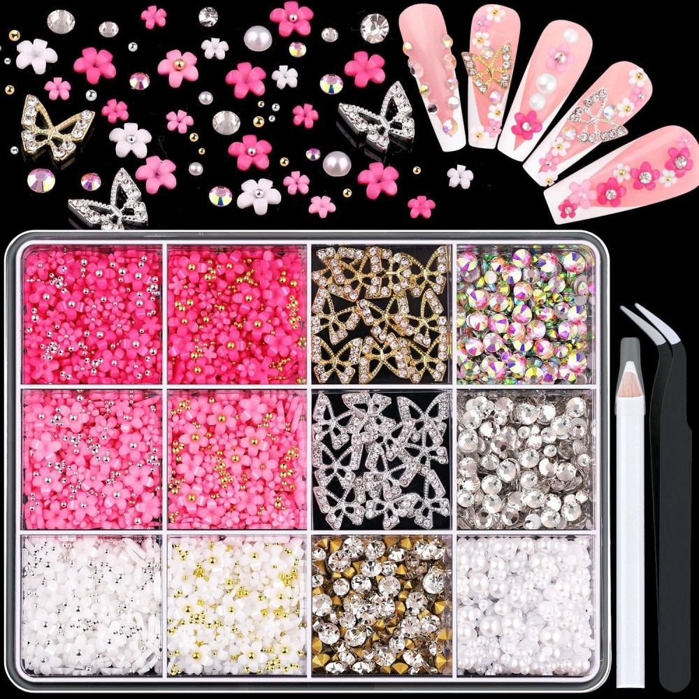 DIY nail art accessories, LXNZUHN®, 12-grid, butterfly pattern