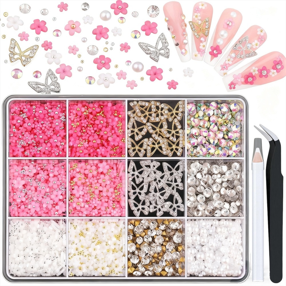 DIY nail art accessories, LXNZUHN®, 12-grid, butterfly pattern