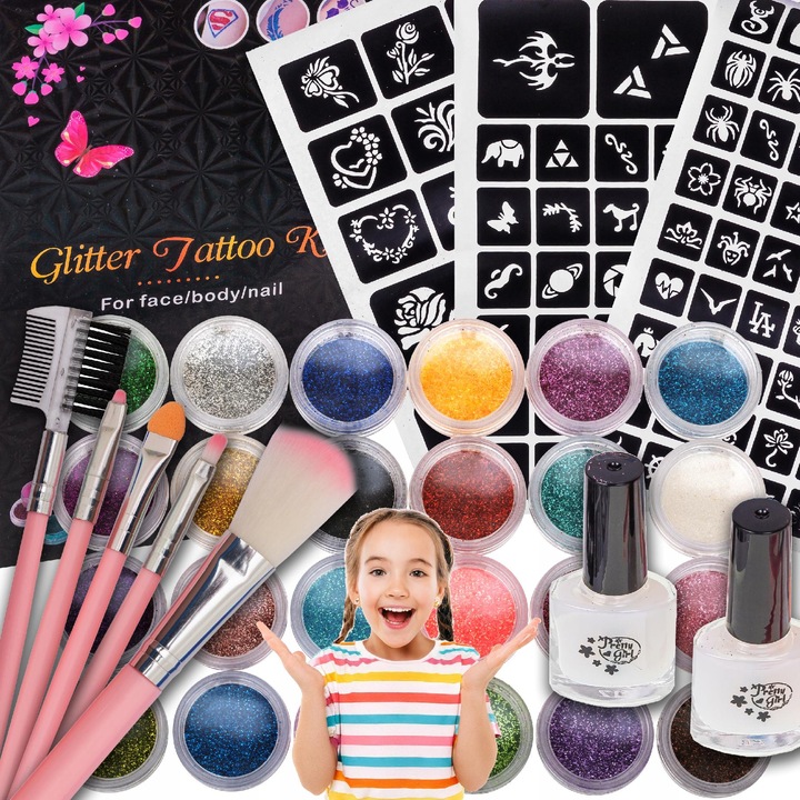 Set creare tatuaje pentru copii, BK, 174 elemente, multicolor, 11x17x3,5cm, 5 ani+