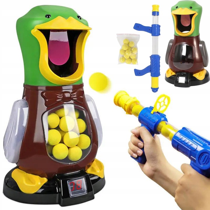 Interaktív játékszett céllövő pisztollyal és kacsával, BK, többszínű, műanyag, 16x29cm, 6 év+