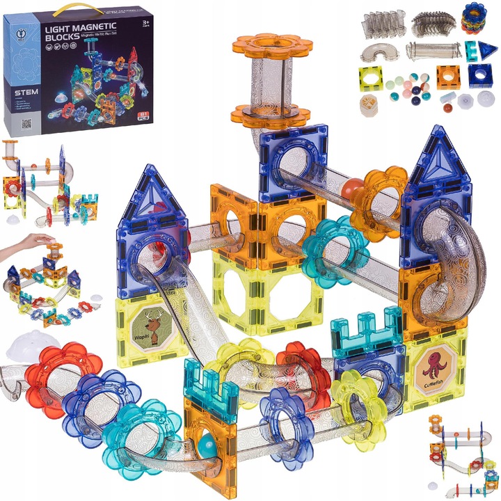 Set de constructie BK, 81 elemente, multicolor, cu magneti