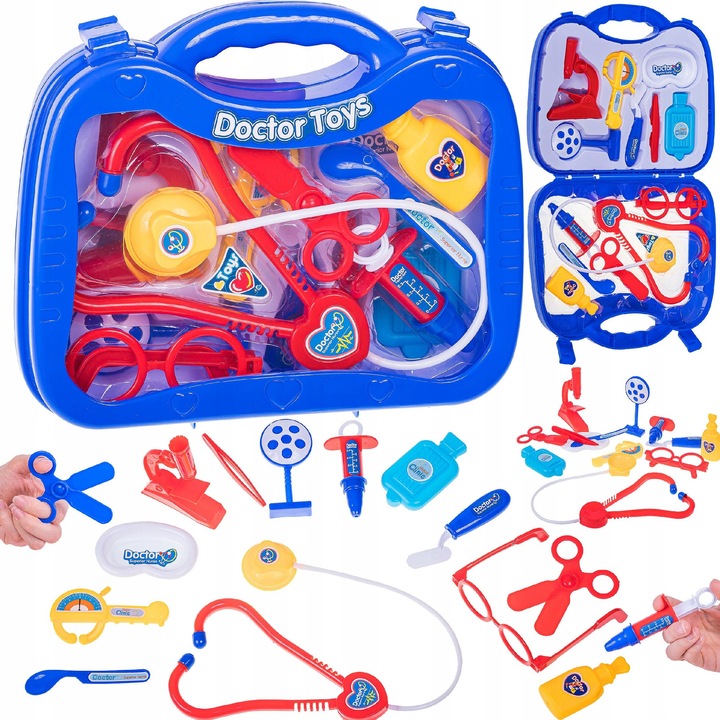 Set joaca doctor, BK, 10 accesorii, albastru, valiza