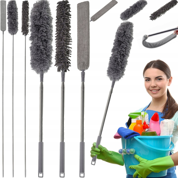 Mop telescopic 3 in 1, Bajkowy Kuferek, 280cm, microfibra, gri