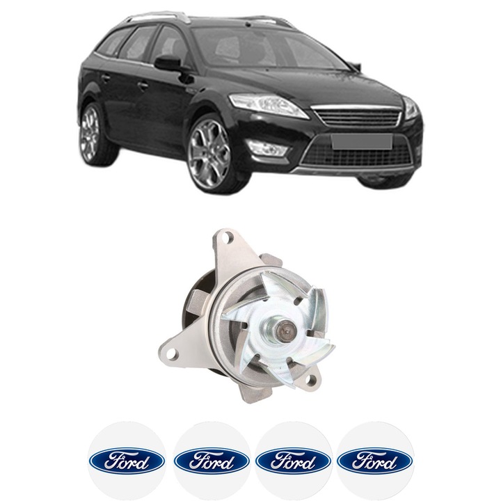 Pompa apa FORD MONDEO IV (BA7) 2.3 din 2007-2015 KW 118 CP 160 CMC 2261, Auto, HEPU, 4x Stikere auto cu FORD