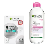 Set Apa Micelara Garnier Skin Naturals pentru ten sensibil, 400 ml + Plasturi invizibili pentru cosuri Garnier Pure Active, 22 bucati
