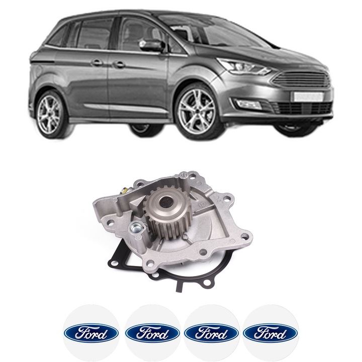 Pompa apa FORD C-MAX II Van 2.0 TDCi din 2015-2019 KW 110 CP 150 CMC 1997, Auto, HEPU, 4x Stikere auto cu FORD