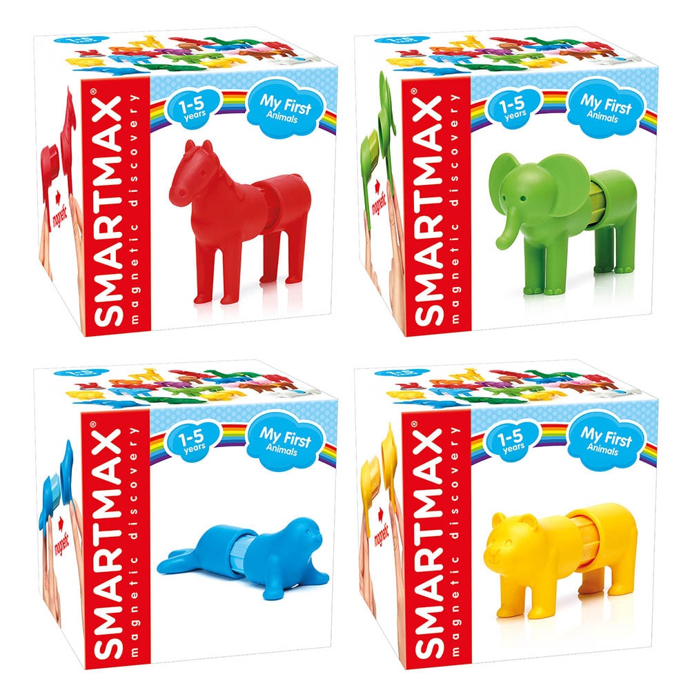 Pachet 4 jocuri magnetice Smart Max - My first animals: Ursul, Elefantul, Calul si Foca