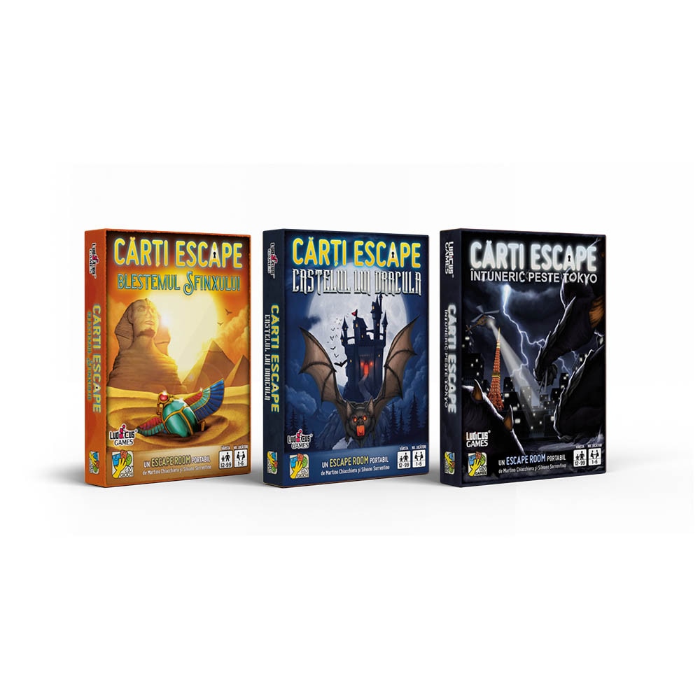 Pachet Carti Escape: Intuneric peste Tokyo, Castelul lui Dracula, Blestemul Sfinxului, lb. romana, 12+ ani