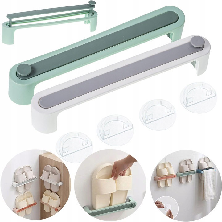 Suporturi pentru prosoape BK, multifunctional, verde/alb, 27x4x4,5cm