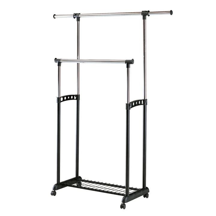 Cuier Expomob WU11, otel cromat, plastic, negru, 90x142x44x97x170 cm