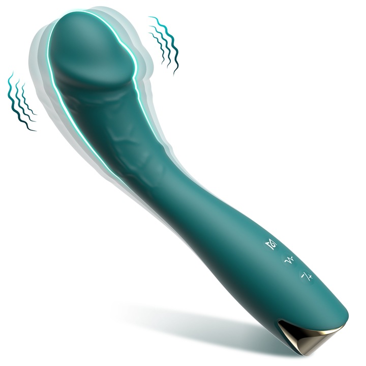 Vibrátor G-pont Görbe Bedbully, 10 Rezgés, USB Újratölthető, Sötétzöld, 8.17x1.48x1.48 hüvelyk