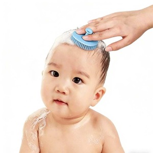 Perie de Sampon din Silicon pentru Bebe Albastruie - Masator Bland pentru Scalpul Nou-nascutilor pentru Indepartarea Crustei Lactate si Curatare (1 bucata)