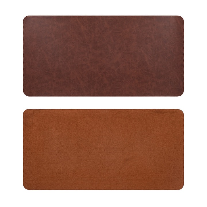 Suport pentru birou 80x40cm din piele extensibila, cu suprafata maro de scris moale si mousepad integrat cu banda de depozitare — pentru birou, Office, Gaming, antiderapant