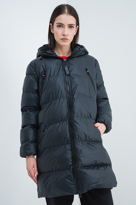 Geo Norway, Adrianna bélelt hosszú télikabát kapucnival, Fekete