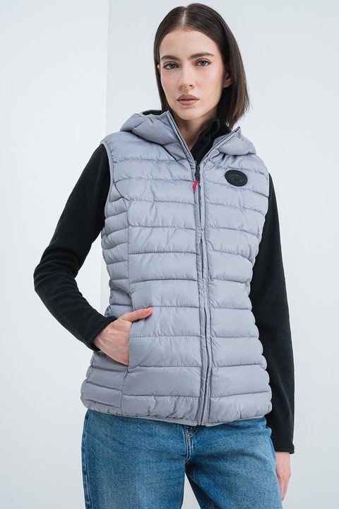 Geo Norway, Vesta cu gluga si buzunare laterale Annecy, Gri deschis, XL