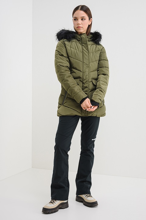 Geo Norway, Geaca matlasata cu garnitura de blana sintetica Augustine, Kaki