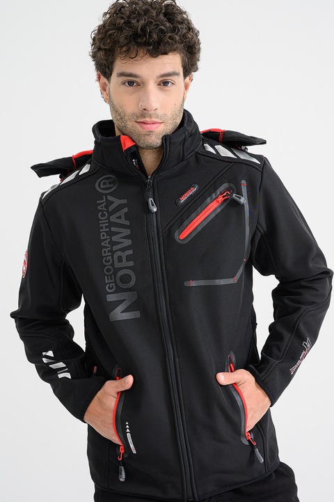 Geographical Norway, Jacheta cu fermoar si gluga Royaute, Rosu/Negru