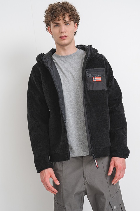Geographical Norway, Hanorac de fleece cu buzunar pe piept Udaf, Negru